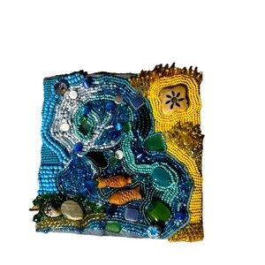 Hand-crafted bead embroidered tapestry